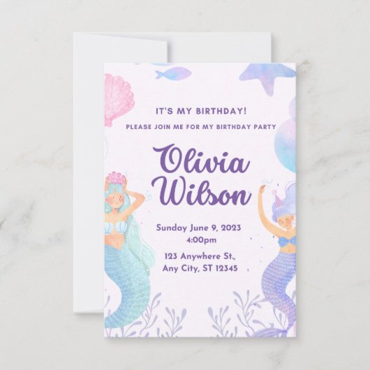 Invitation Les sirènes de la fête (Devant)