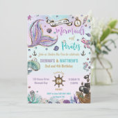 Invitation Les sirènes et les pirates l'anniversaire conjoint (Debout devant)