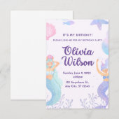 Invitation Les sirènes font la fête (Devant / Derrière)