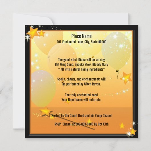 Invitation Les sorcières de l'Halloween Enchantant Cocktail W (Dos)