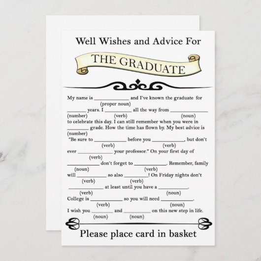 Invitation Les souhaits et les conseils classiques pour les d (Devant / Derrière)