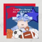 INVITATION LES SPORTS DE BÉBÉ INVITENT LE GARÇON (Devant / Derrière)