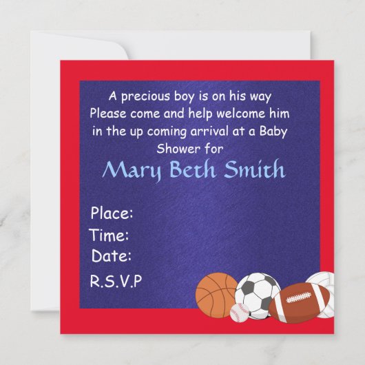 INVITATION LES SPORTS DE BÉBÉ INVITENT LE GARÇON (Dos)