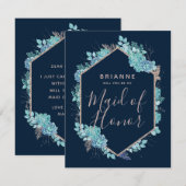 Invitation Les succulents bleus de la Marine vous serez ma se (Devant / Derrière)