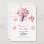 Invitation Les sucreries florales roses La Saint-Valentin (Devant)