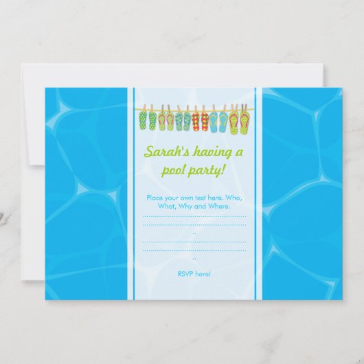 Invitation Les tongs de la piscine (Devant)