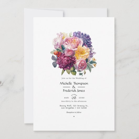 Invitation Les tons bijoux et le Mariage floral vert (Devant)