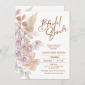 Invitation Les tons naturels modernes Boho Fête des mariées f (Devant / Derrière)