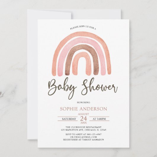 Invitation Les tons pastel Muet Boho Rainbow Baby shower (Devant)