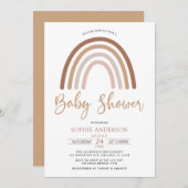 Invitation Les tons pastel Muet Boho Rainbow Baby shower (Devant / Derrière)