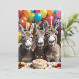 Invitation Les Triplés D'Âne Fêtent Leur Anniversaire,