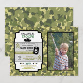 Invitation Les troupes de l'armée Photo fête d'anniversaire C (Devant / Derrière)