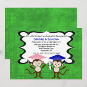 Invitation Les Twins Monkeying autour de l'invitation à la re (Devant / Derrière)