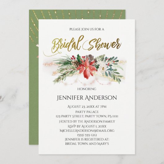 Invitation Les vacances allument la Fête de la mariée de (Devant / Derrière)