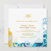 Invitation Les vagues rétro de PixDezines, plumeria+starfish+ (Dos)