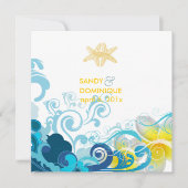 Invitation Les vagues rétro de PixDezines, plumeria+starfish+ (Devant)
