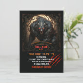 Invitation Les yeux de loup-garou sur le feu Halloween gothiq (Debout devant)