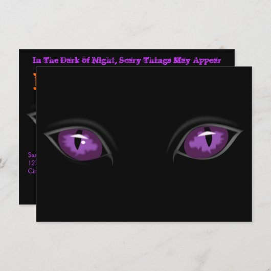 Invitation Les yeux pourpres effrayants dans l'obscurité de l (Devant / Derrière)