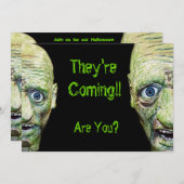 Invitation Les zombies arrivent à faire peur à l'Halloween do (Devant / Derrière)
