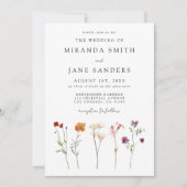 Invitation Lesbian Floral QR Code Mariage photo (Devant)