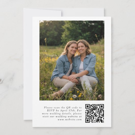 Invitation Lesbian Floral QR Code Mariage photo (Dos)