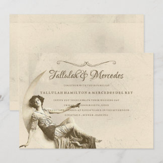 Invitation Lesbienne À La Lune Mariage Vintage