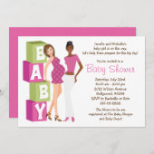 Invitation lesbienne de baby shower pour la fille (Devant / Derrière)