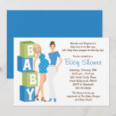 Invitation lesbienne de baby shower pour le garçon (Devant / Derrière)