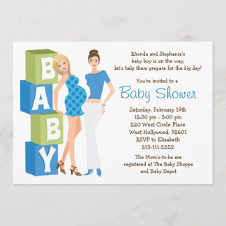 Invitation lesbienne de baby shower pour le garçon