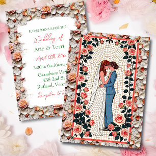 Invitation Lesbienne LGBT Mariage mosaïque mosaïque florale