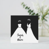 Invitation Lesbienne mariage noir et blanc romantique (Debout devant)