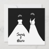 Invitation Lesbienne mariage noir et blanc romantique (Devant)