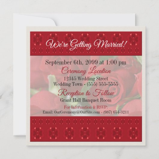 Invitation Lesbienne Red Roses Mariage Union civile (Dos)