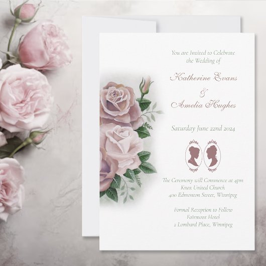 Invitation Lesbiennes Mariées Regency Rose Roses