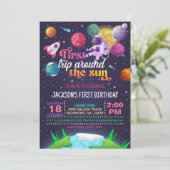 Invitation L'espace d'abord voyage autour du monde (fille) (Debout devant)