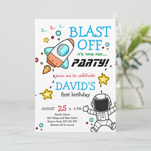 Invitation L'Espace Extérieur Explose De Rocket Boy Premier A (Debout devant)