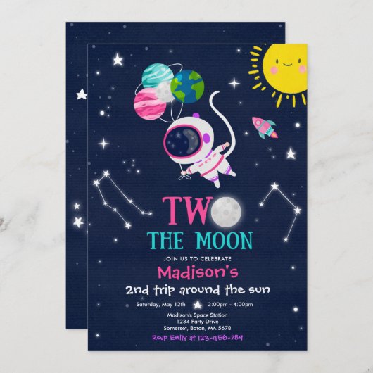 Invitation L'espace extra-atmosphérique 2ème anniversaire de (Devant / Derrière)