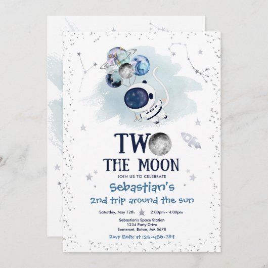 Invitation L'espace extra-atmosphérique 2ème anniversaire de (Devant / Derrière)