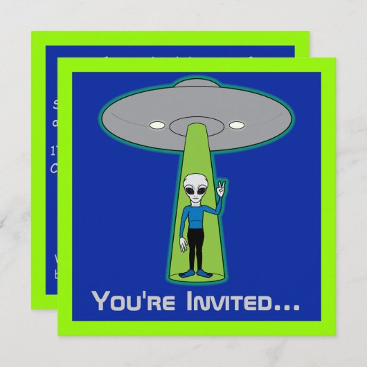 Invitation L'espace extra-atmosphérique d'anniversaire avec u (Devant / Derrière)
