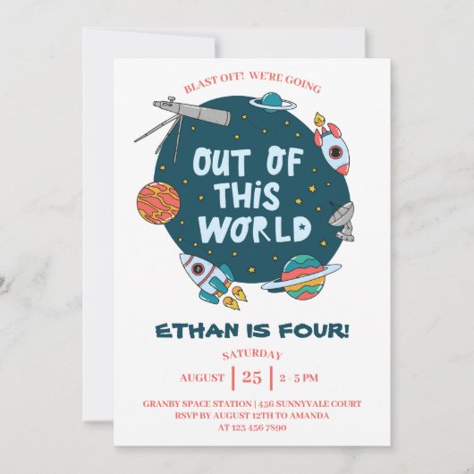 Invitation L'espace extra-atmosphérique hors de cette fête d' (Devant)
