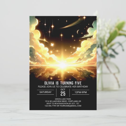 Invitation L'espace moderne Anniversaire numérique céleste (Debout devant)