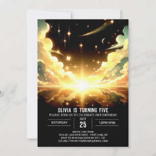 Invitation L'espace moderne Anniversaire numérique céleste