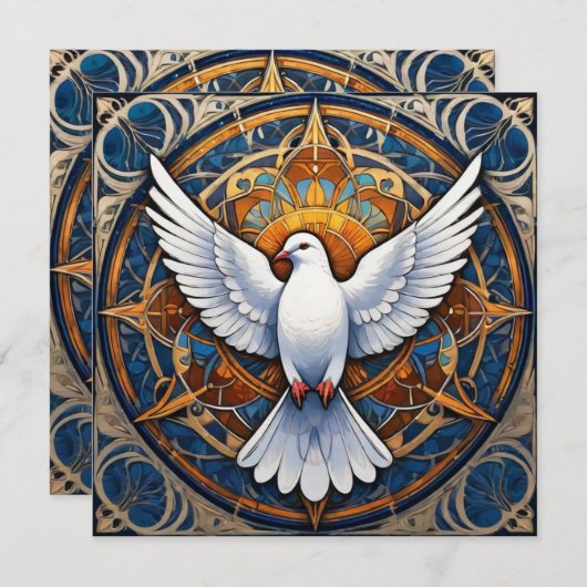 Invitation L'Esprit Saint (colombe) 1 (Devant / Derrière)