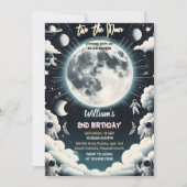 Invitation Let Cute Space nuit ciel Deux La Lune 2e Anniversa (Devant)