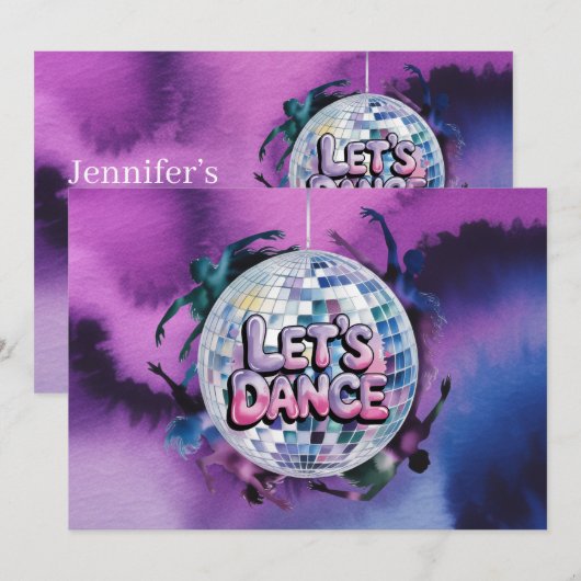 Invitation Let’s Dance Birthday Party Bash (Devant / Derrière)