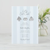 Invitation Let’s Eat Cake Blue Bridal Shower Coquette Design (Debout devant)