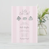 Invitation Let’s Eat Cake Pink Bridal Shower Coquette Design (Debout devant)