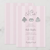 Invitation Let’s Eat Cake Pink Bridal Shower Coquette Design (Devant / Derrière)