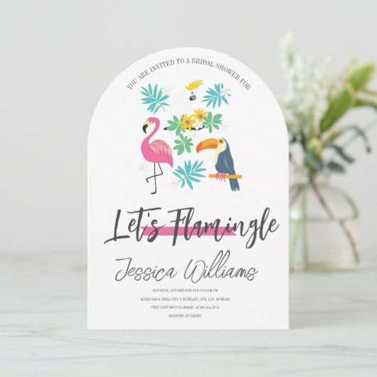Invitation Let’s Flamingle! Tropical Bridal Shower Bash (Debout devant)