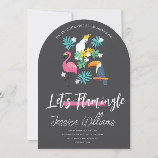 Invitation Let’s Flamingle! Tropical Bridal Shower Bash (Devant)
